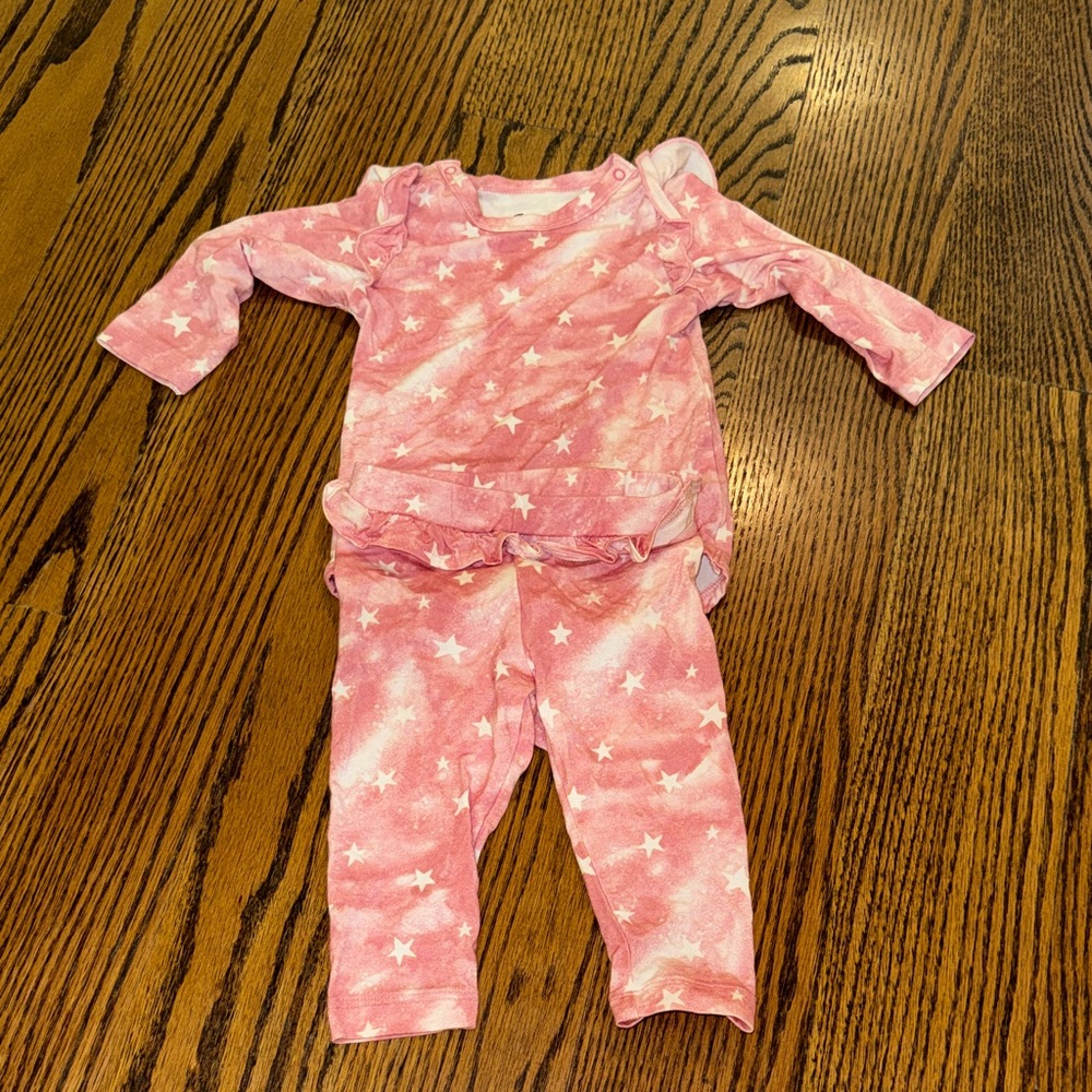 Coccoli Pink Star Pattern Baby Outfit onesies with pants